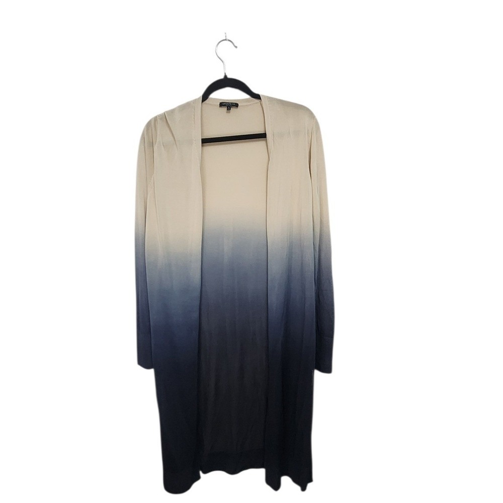 Lafayette 148 New York Womens Ombre Duster Cardigan Blue Cream Longline Small